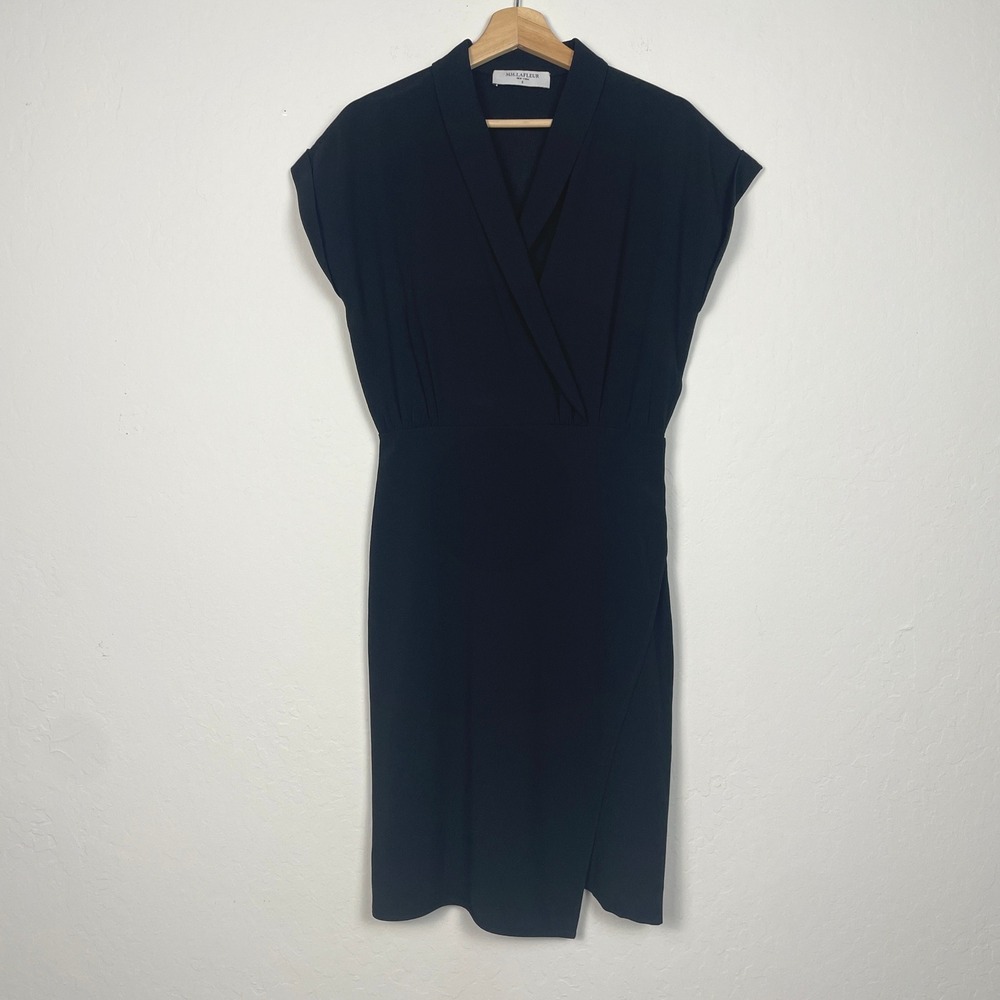 MM La Fleur Tory Dress Faux Wrap Office Black Size 6 - Picture 3 of 9